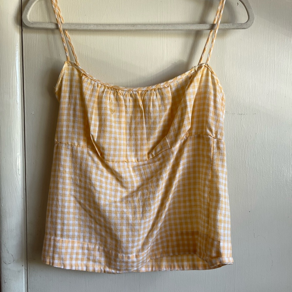 Yellow Gingham Spaghetti-Strap Women's Top